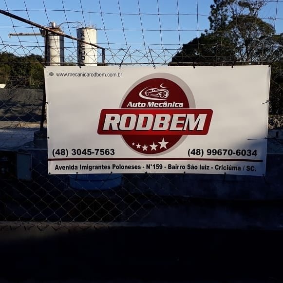 Placa em lona para auto mecânica